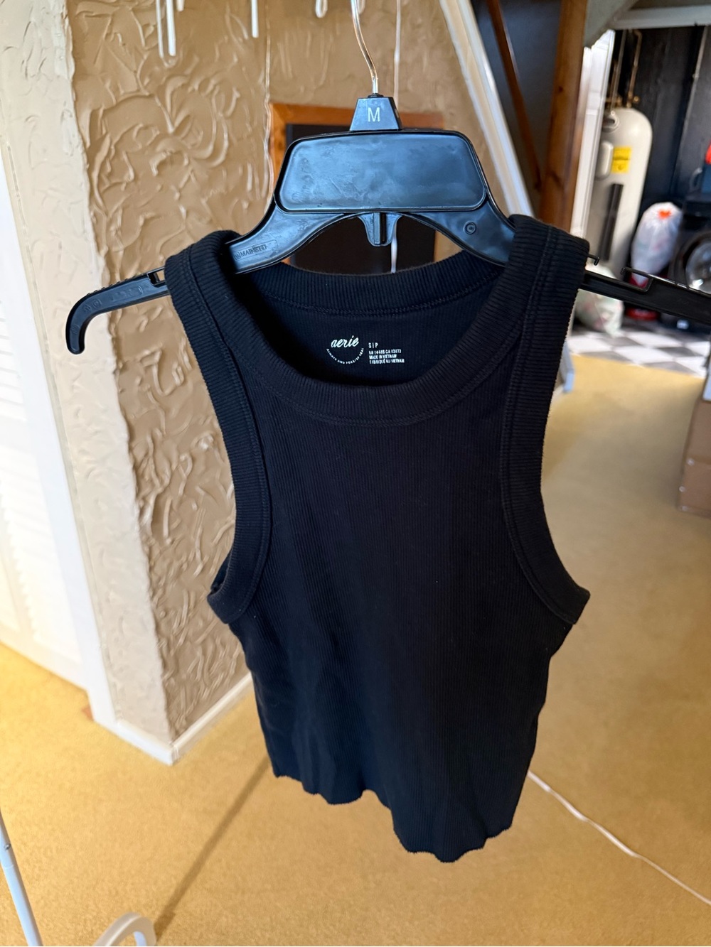 aerie Black Ribbed Tank - Sleeveless Crop
